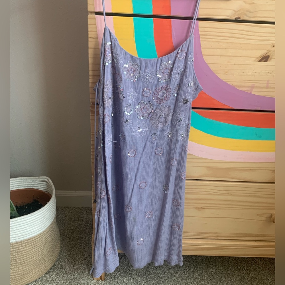Purple embellished free people slip dress